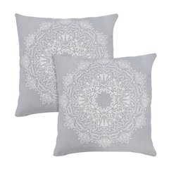 Mandala Cotton Pillow Set of 2 in Gray, 20" x 20"