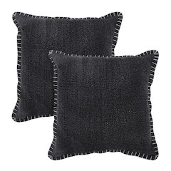Vital  Cotton Pillow Set of 2 in Black, 20" x 20"