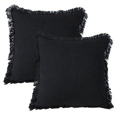 Aspen Cotton Pillow Set of 2 in Black, 20" x 20"