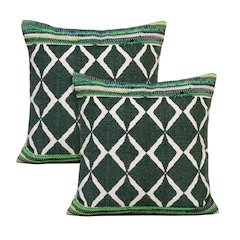 Mindy Cotton Blend Pillow Set of 2 in Green, 20" x 20"
