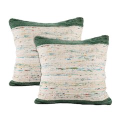 Revive Cotton Pillow Set of 2 in Green/Multicolored, 20" x 20"