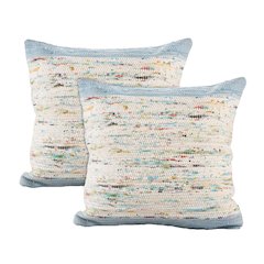 Revive Cotton Pillow Set of 2 in Blue/Multicolored, 20" x 20"