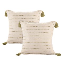 Torrent Cotton Blend Pillow Set of 2 in Green/Ivory, 20" x 20"
