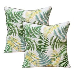 Fern Performance Pillow Set of 2 in Green/Yellow, 20" x 20"