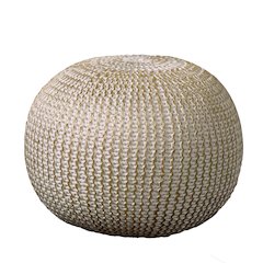 Celtic Cotton Indoor Pouf in Gold/Beige, 20" x 20" x 16"