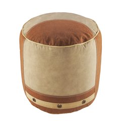 Cadet Cotton Indoor Pouf in Tan/Cream, 16" x 16" x 16"