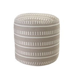 Atlantis Performance Outdoor Pouf in Brown/White, 20" x 20" x 20"
