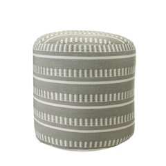 Atlantis Performance Outdoor Pouf in Green/White, 20" x 20" x 20"