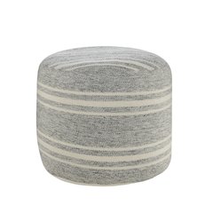 Atlantis Performance Outdoor Pouf in Gray/White, 18" x 18" x 14"