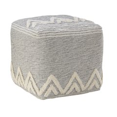 Morningside Performance Indoor Pouf in Gray/Ivory, 16" x 16" x 16"