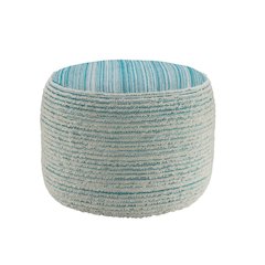 Havana Performance Indoor Pouf in Blue/White, 18" x 18" x 14"