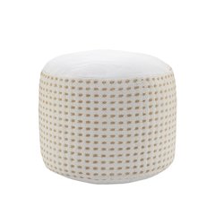 Zion Jute Blend Indoor Pouf in Tan, 18" x 18" x 14"