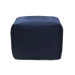 Zion Cotton Indoor Pouf in Tan/Black, 18" x 18" x 14"