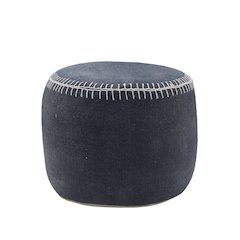 Enigma Cotton Indoor Pouf in Blue/White, 18" x 18" x 14"