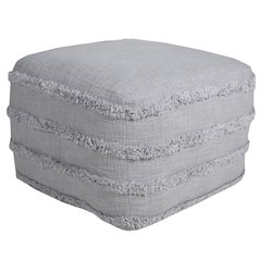 Revelation Cotton Indoor Pouf in Gray, 18" x 18" x 14"