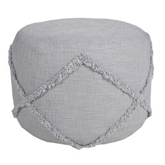 Revelation Cotton Indoor Pouf in Gray, 18" x 18" x 14"