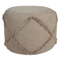 Revelation Cotton Indoor Pouf in Brown, 18" x 18" x 14"