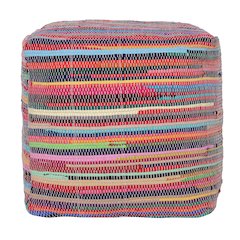 Andros Cotton Indoor Pouf in Multi, 18" x 18" x 18"