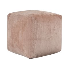 Yakar Chenille Indoor Pouf in Beige, 18" x 18" x 18"