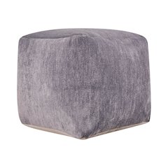 Yakar Chenille Indoor Pouf in Gray, 18" x 18" x 18"