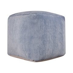 Yakar Chenille Indoor Pouf in Blue, 18" x 18" x 18"