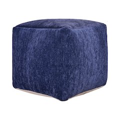 Yakar Chenille Indoor Pouf in Blue, 18" x 18" x 18"