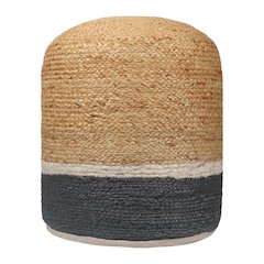 Jute Poufs Jute Blend Indoor Pouf in Brown/Gray,  18" x 18" x 18"