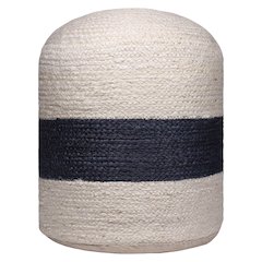 Jute Poufs Jute Blend Indoor Pouf in Brown/Blue,  18" x 18" x 18"
