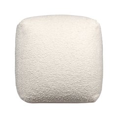 Boucle Performance Indoor Pouf in Ivory,  18" x 18" x 18"