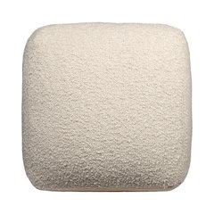 Boucle Performance Indoor Pouf in Beige,  18" x 18" x 18"
