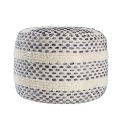 Dash Pouf Cotton Blend Indoor Pouf in White/Blue, 18" x 18" x 14"