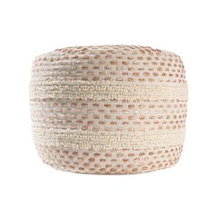 Dash Pouf Cotton Blend Pouf Indoor in White/Brown 18" x 18" x 14"