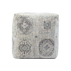 Vienna Performance Pouf Indoor in Gray/Ivory 18" x 18" x 18"