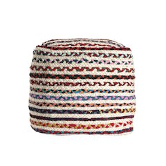 Shashi Pouf Pouf  Finish in Multicolored/White 18" x 18" x 18"