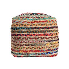 Shashi Pouf Pouf  Finish in Multicolored/Beige 18" x 18" x 18"