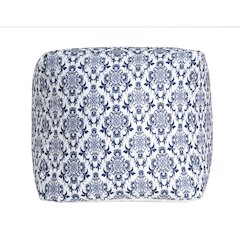 Isalyn Pouf in Blue/White 18" x 18" x 18"