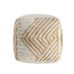Mesa Pouf Pouf  Finish in White/Beige 18" x 18" x 18"