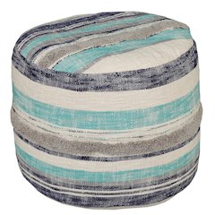 Enigma Cotton Pouf Indoor in Blue/White 18" x 18" x 14"