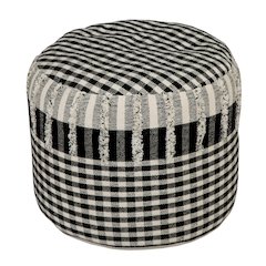 Enigma Cotton Indoor Pouf in Black/White, 18" x 18" x 14"