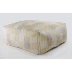 Kantha Cotton Pouf Indoor in Cream/Beige 48" x 48" x 20"