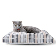 Neutral Striped Pillow Dog and Cat Bed with Removable Cover