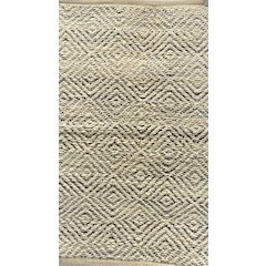 Hand-Woven Geometric Gray and Jute Rug