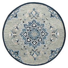 RugsA Gray/Blue Medallion Wool Round Rug