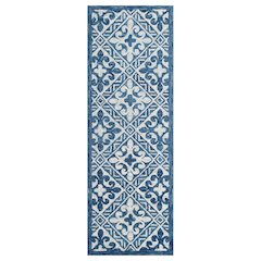 Blue Floral Hand-Tufted Wool Runner Rug