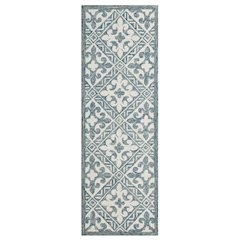 Indigo Floral Hand-Tufted Wool Runner Rug