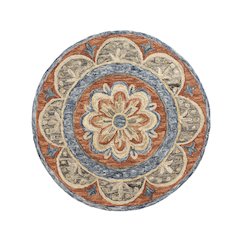 Rust Floral Farmhouse Hand-Woven Wool Indoor Area Rug