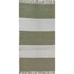 RugsA Olive Gray/Ivory Farmhouse Striped Wool Area Rug, 2'3" x 3'9"