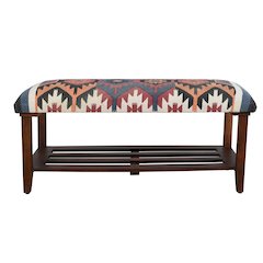 Reno Accent Bench Brown Finish 40" W x 16" D x 18" H, Multicolored