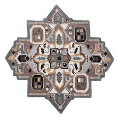 Southwestern Winter Cabin Medallion Shape Rug