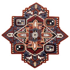 Bold Southwestern Summer Cabin Medallion Shape Rug